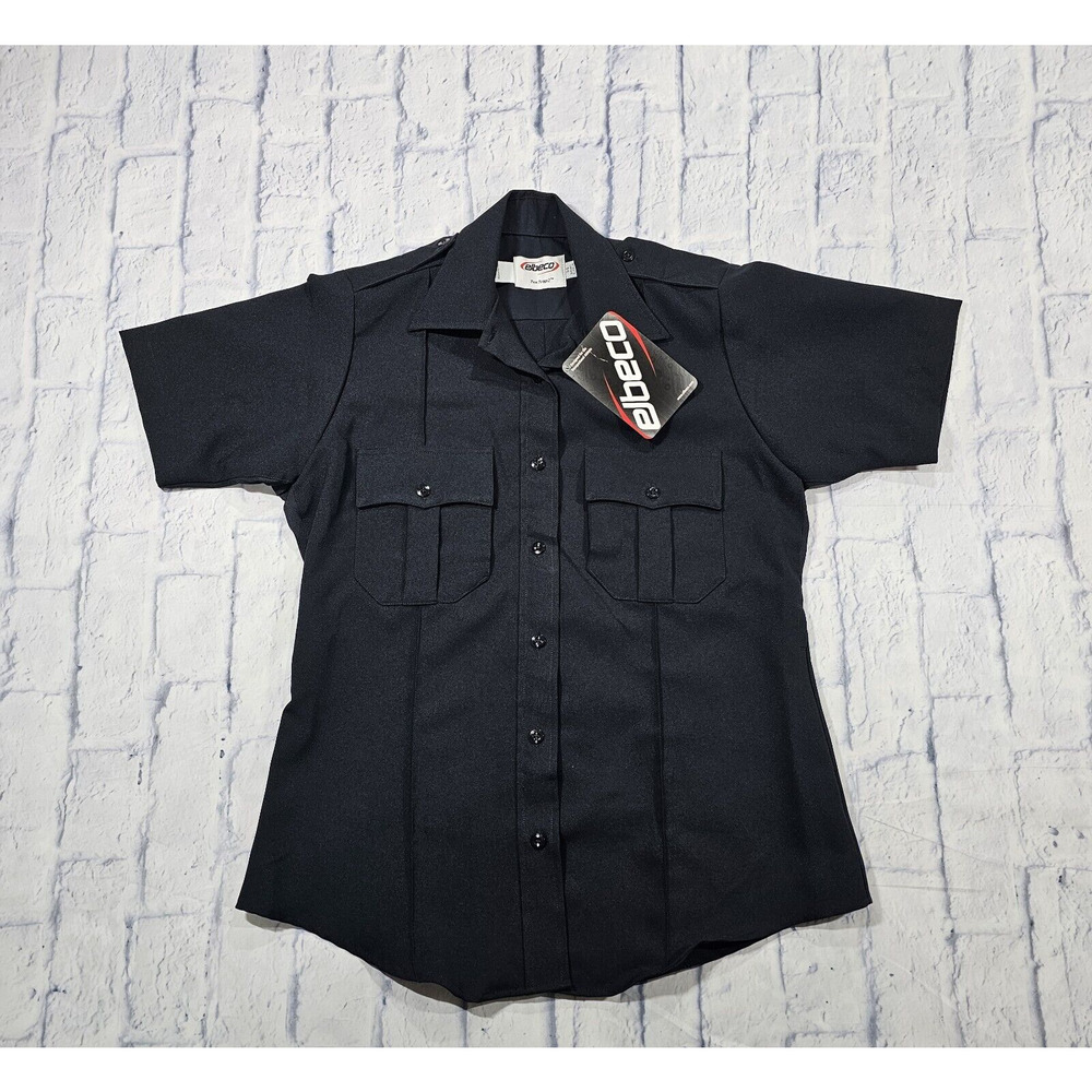 Elbeco WOMENS SZ 34 TexTrop2 Short Sleeve Zip Button Front Shirt Black Z9814LCN